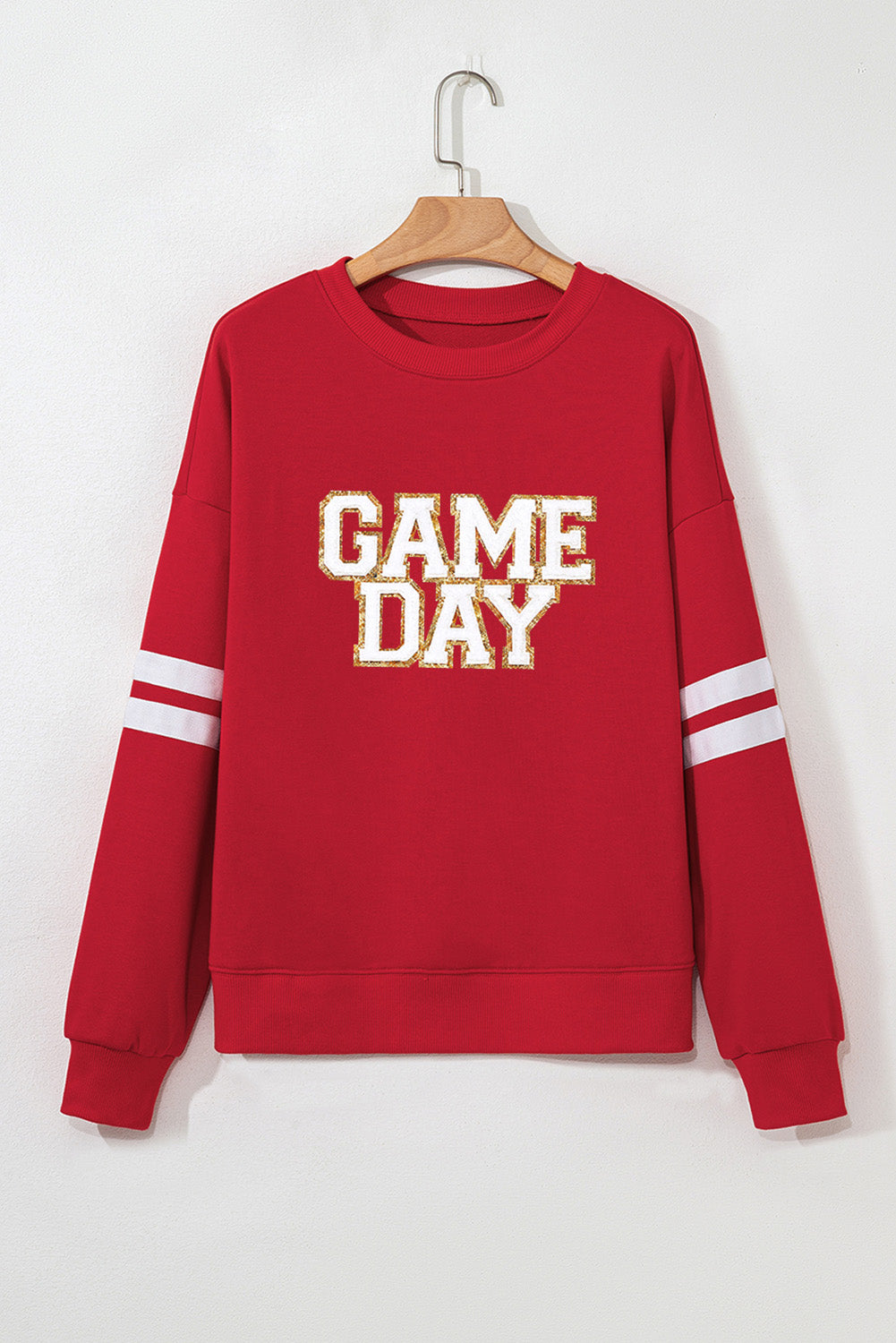 Fiery Red Glitter Trim GAME DAY Sweatshirt