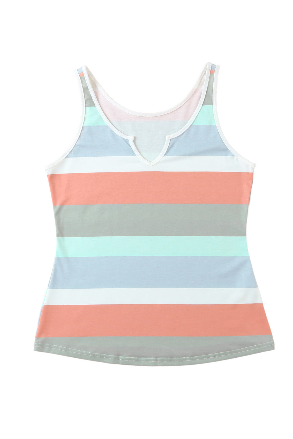 Jennifer- Striped Color Block Notched Neck Tank Top