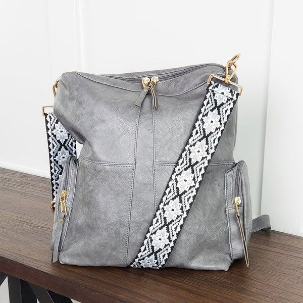 Beth- Convertible Vegan Leather Backpack 2 Straps