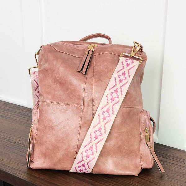 Beth- Convertible Vegan Leather Backpack 2 Straps