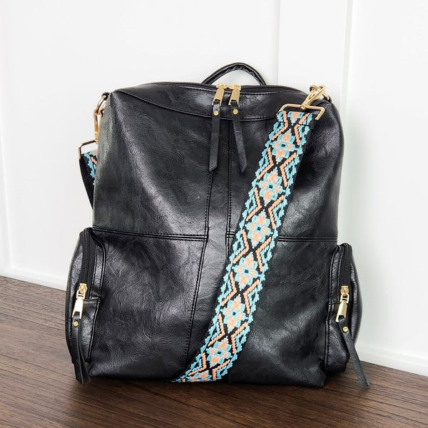 Beth- Convertible Vegan Leather Backpack 2 Straps