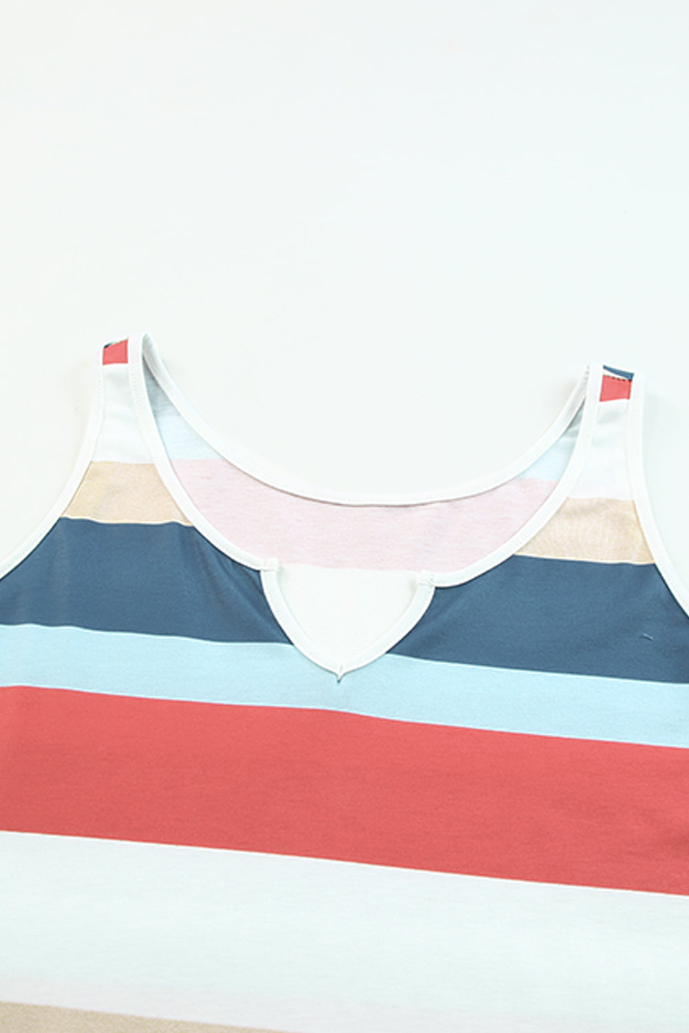 Jennifer- Striped Color Block Notched Neck Tank Top