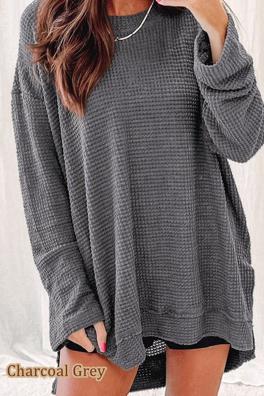Leah- Waffle Knit Drop Sleeve