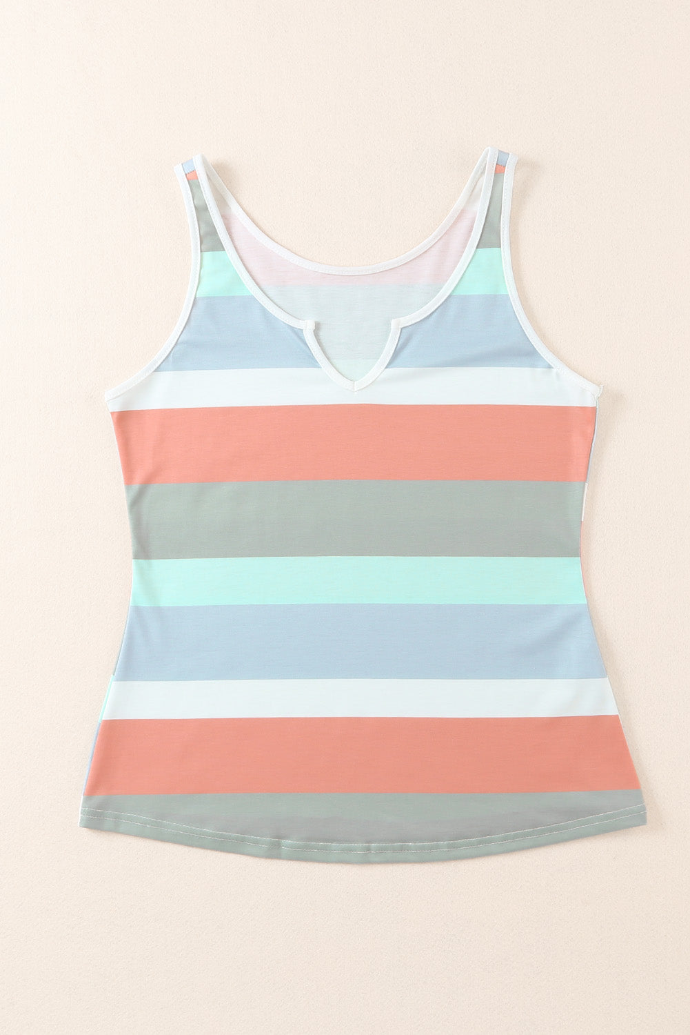 Jennifer- Striped Color Block Notched Neck Tank Top