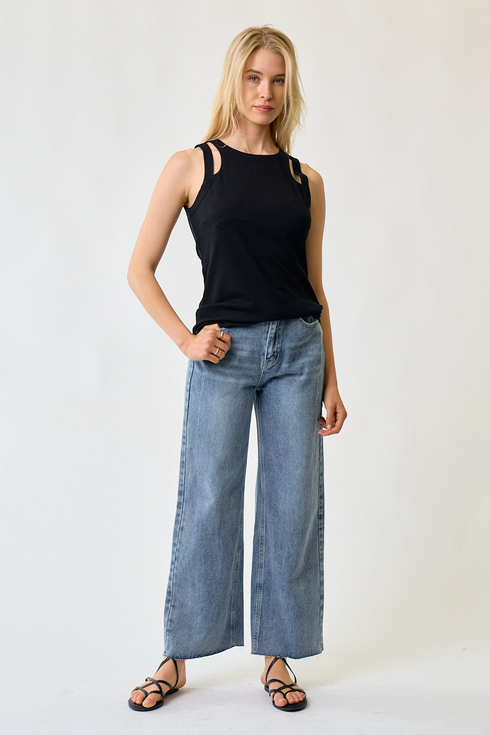 Ella-Black Knit Tank