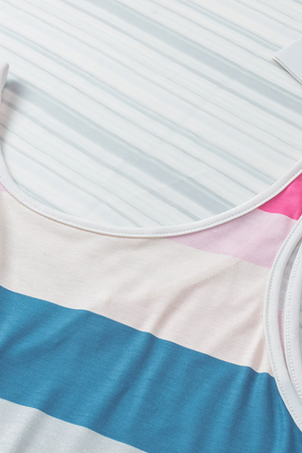 Jennifer- Striped Color Block Notched Neck Tank Top