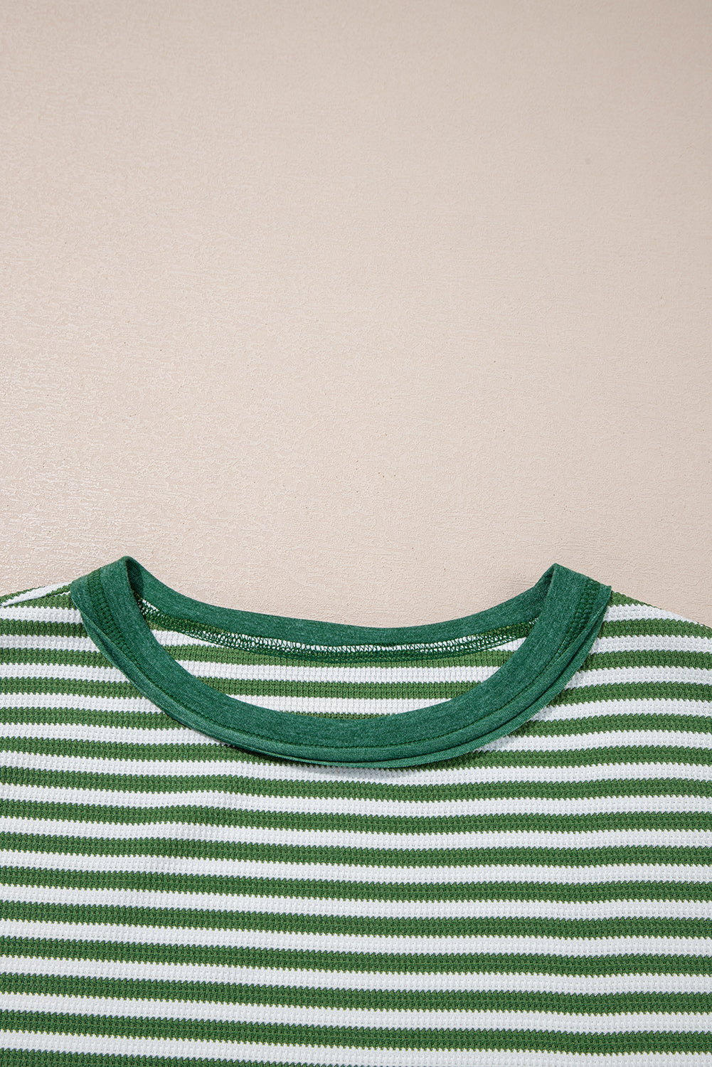Green Stripe Thermal Knit Drop Shoulder