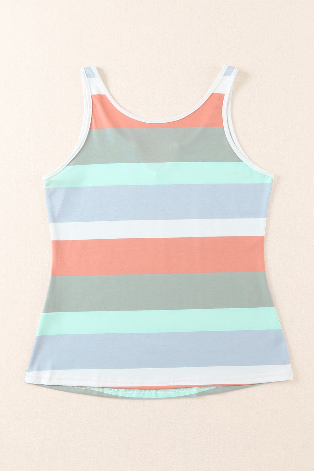 Jennifer- Striped Color Block Notched Neck Tank Top