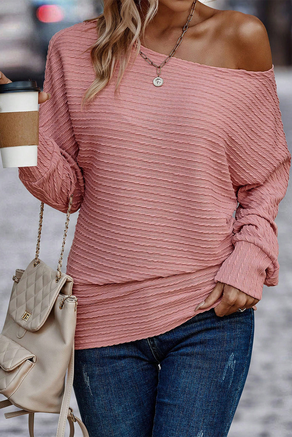 Dusty Pink Textured Knit