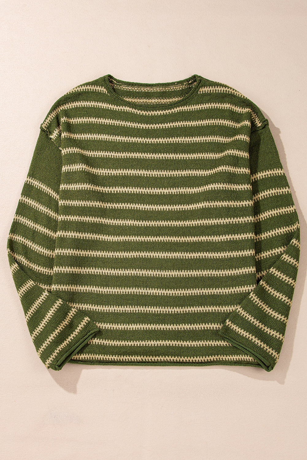 Lila-Green Stripe Casual Sweater
