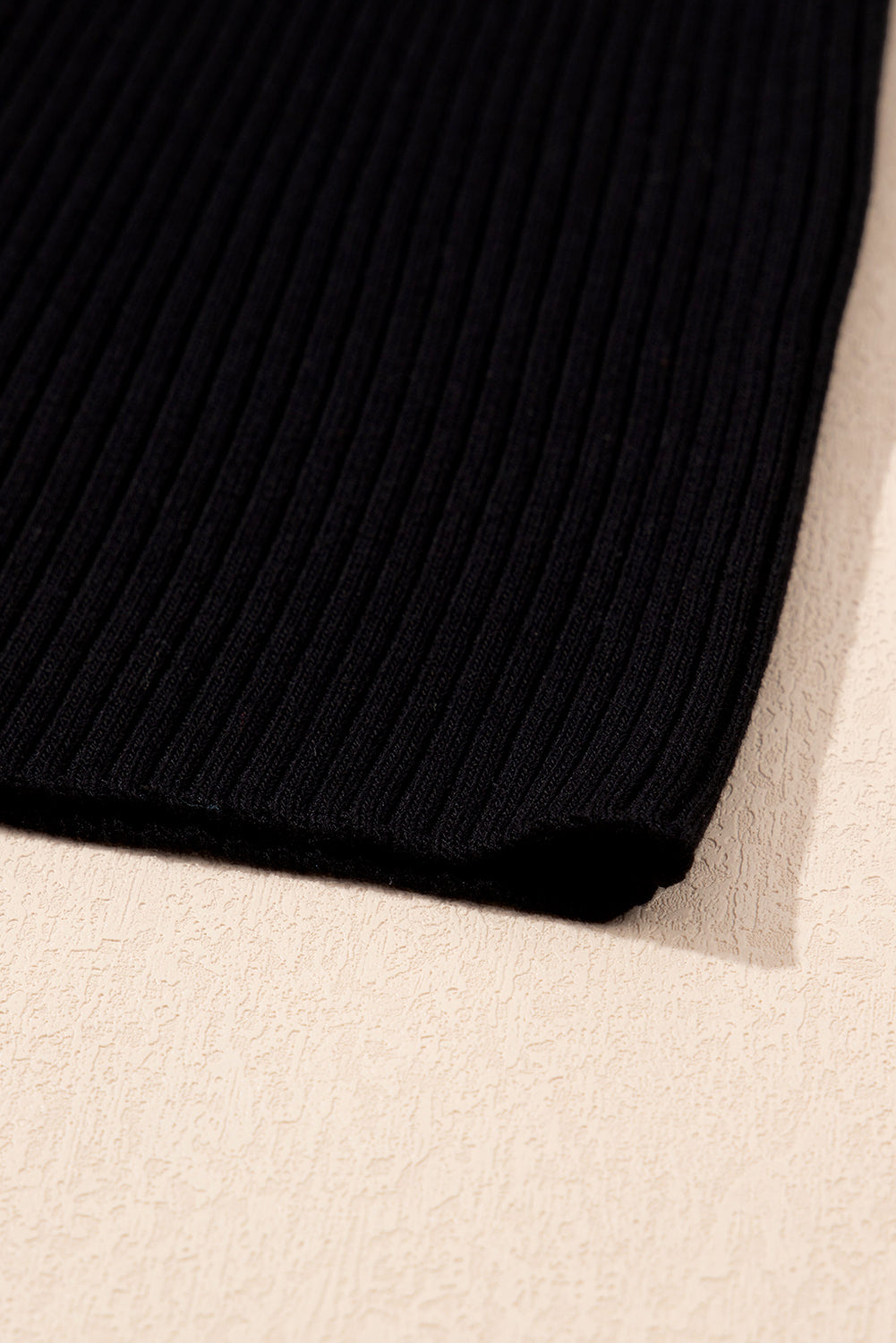 Candy-Black Colorblock Edge Ribbed Knit Tank