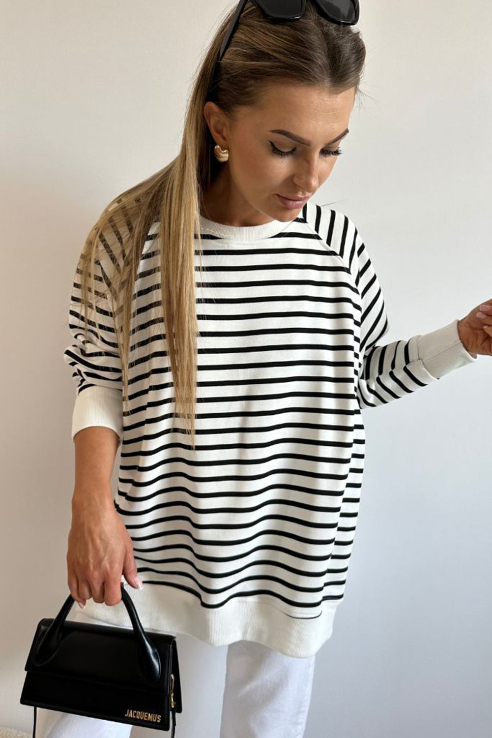 Georgia Black Striped Loose Sweatshirt