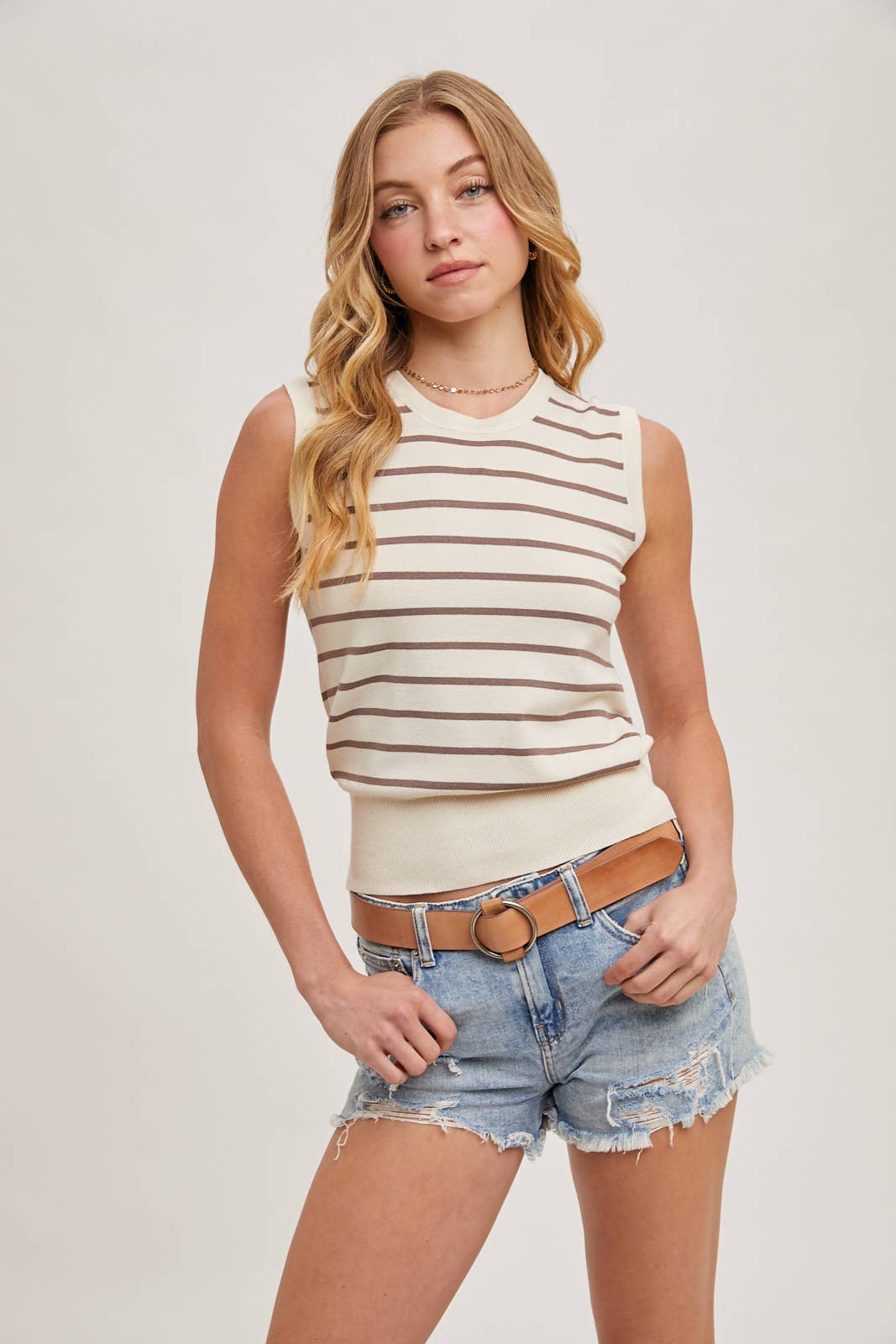 Jennifer-Striped Muscle Tank