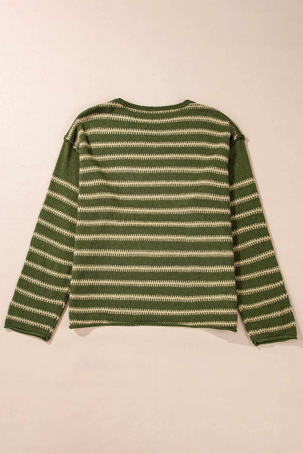 Lila-Green Stripe Casual Sweater