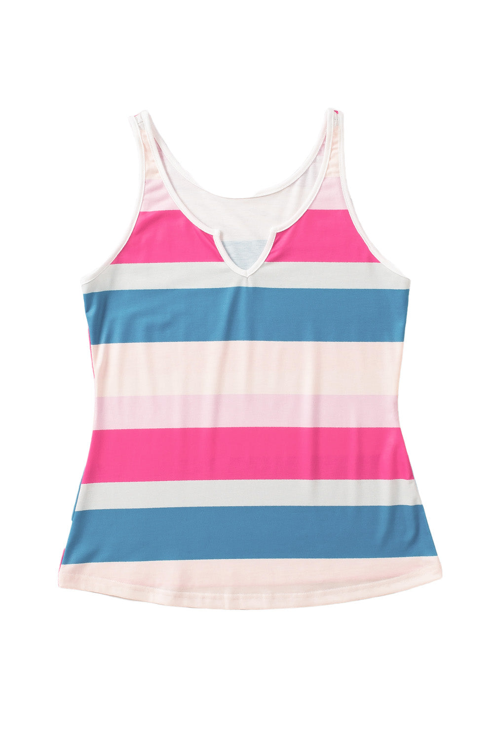 Jennifer- Striped Color Block Notched Neck Tank Top