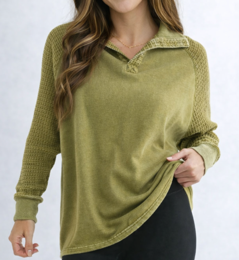 Ivy Waffle Knit Henley