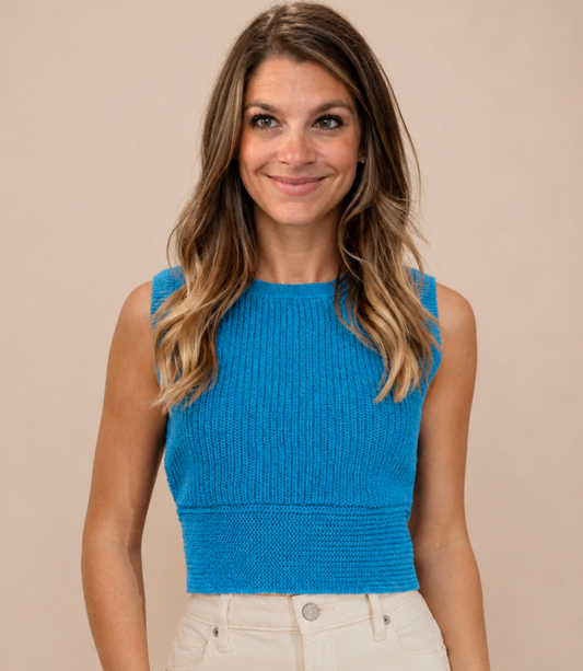 Polka Dot Knot Back Cropped Sweater Tank