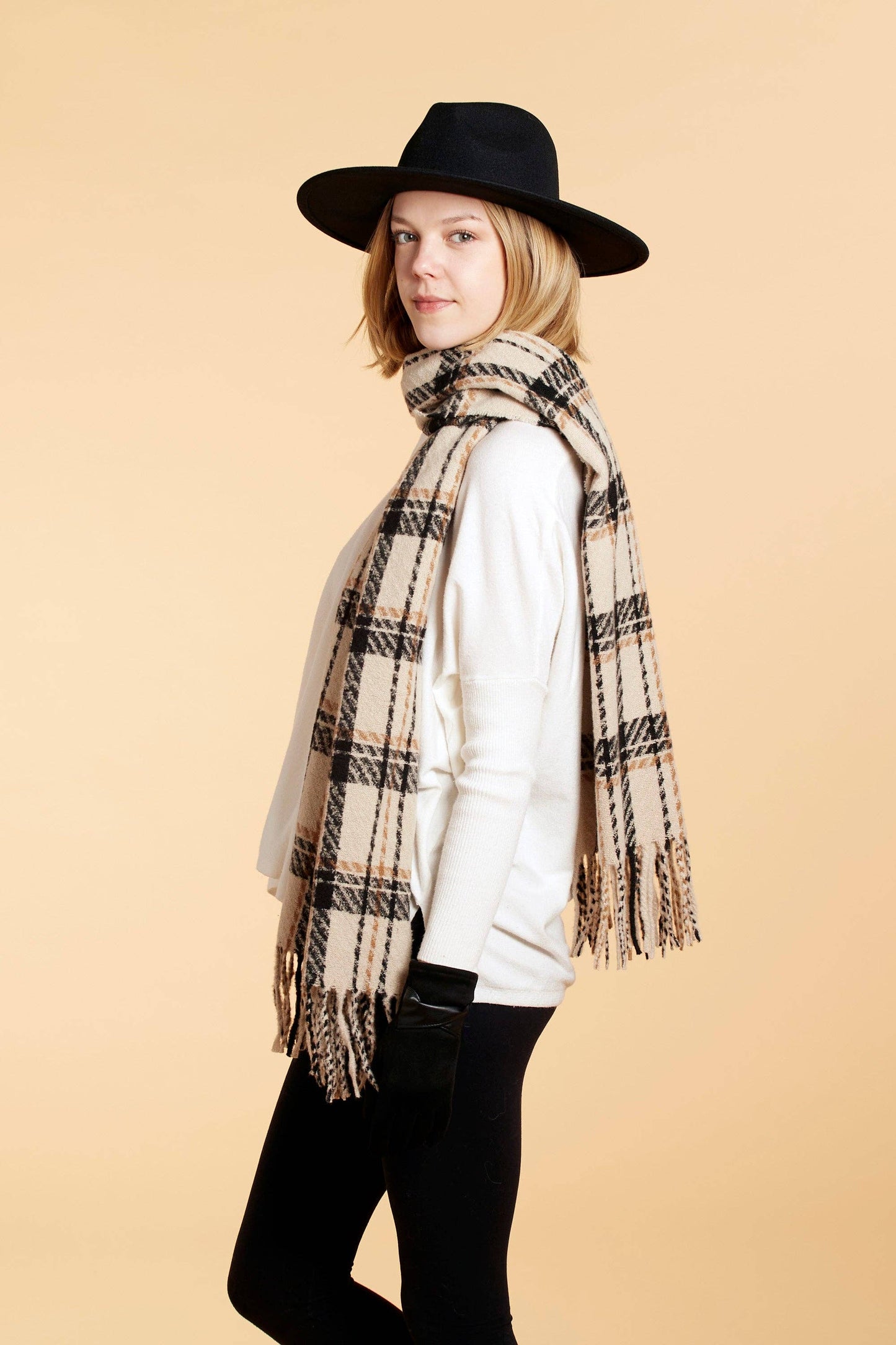 Aspen Plaid Scarf - Cream
