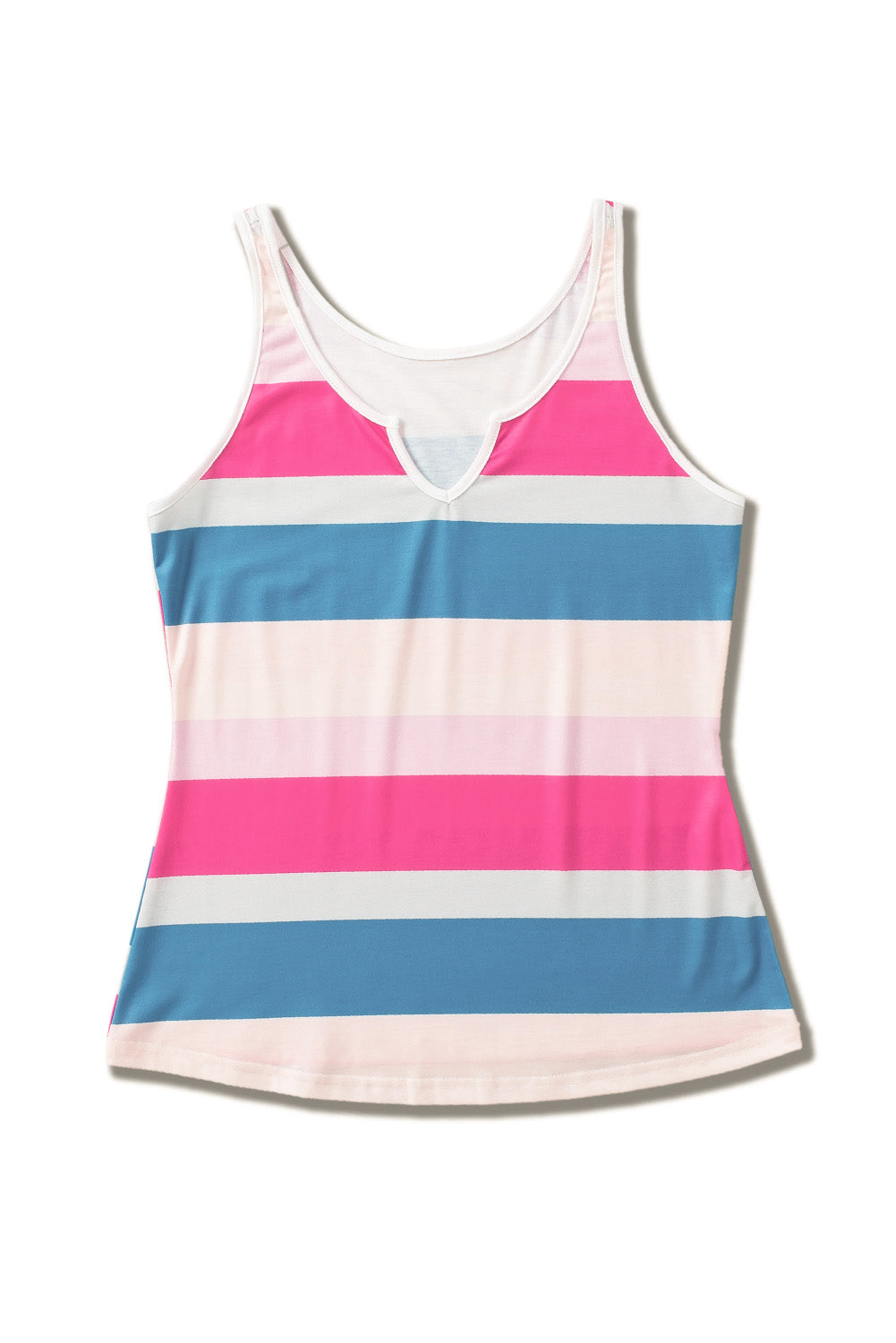 Jennifer- Striped Color Block Notched Neck Tank Top