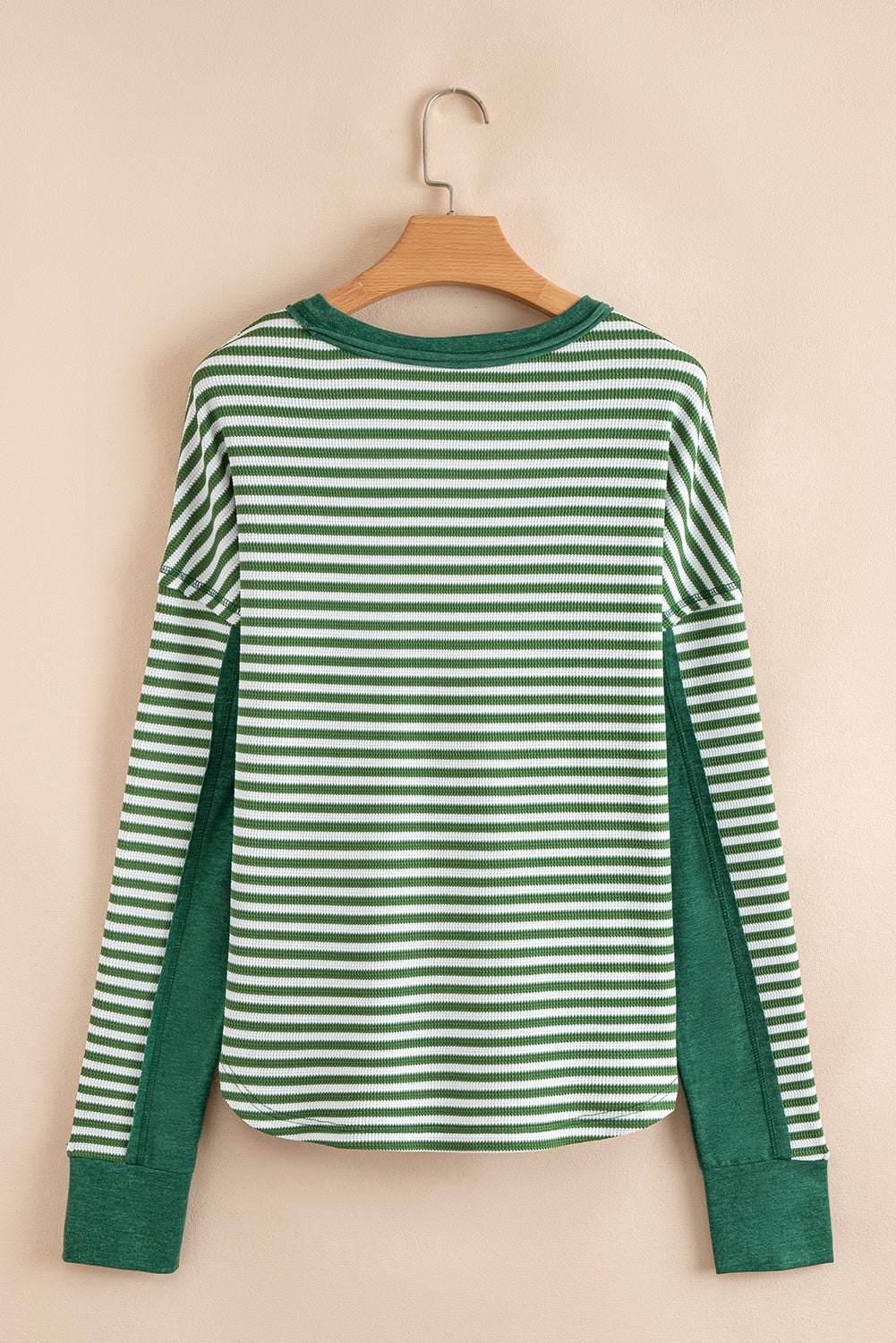Green Stripe Thermal Knit Drop Shoulder