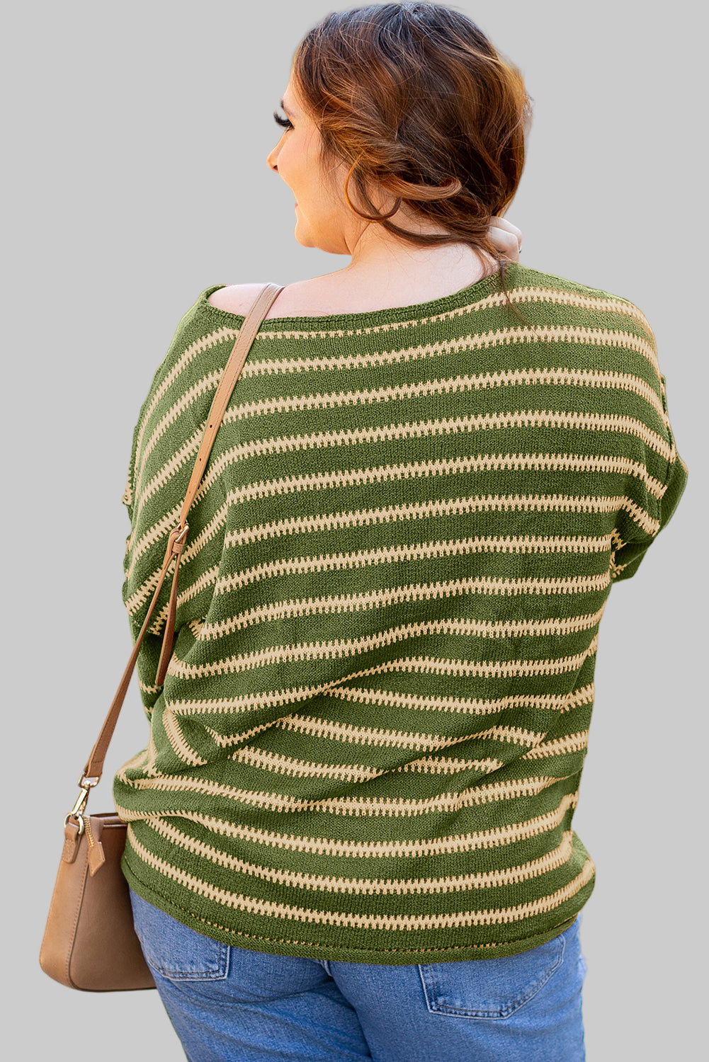 Lila-Green Stripe Casual Sweater