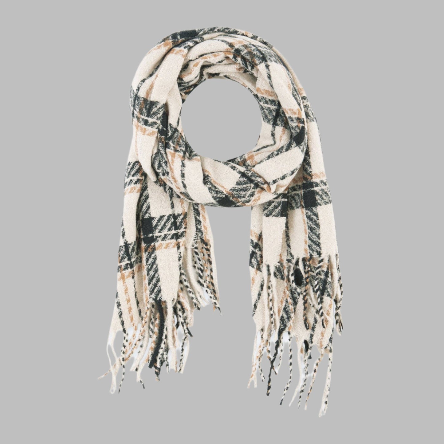 Aspen Plaid Scarf - Cream