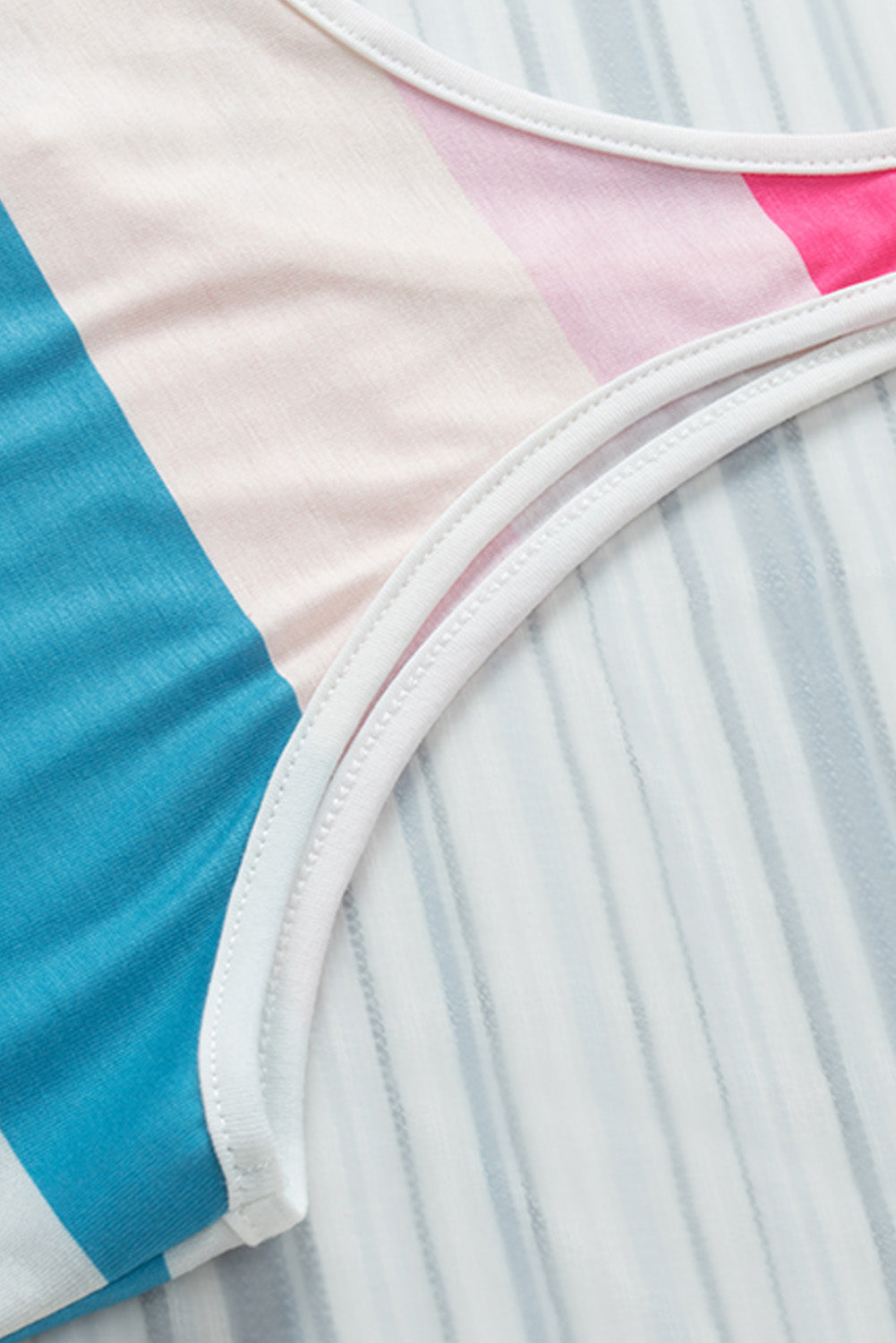 Jennifer- Striped Color Block Notched Neck Tank Top