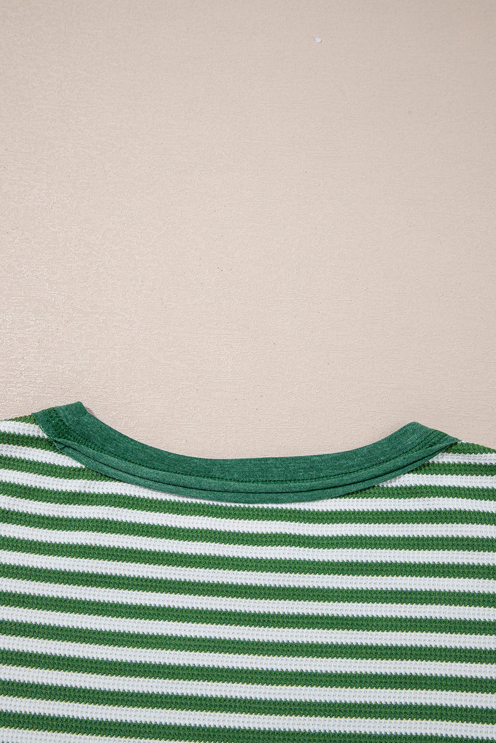 Green Stripe Thermal Knit Drop Shoulder