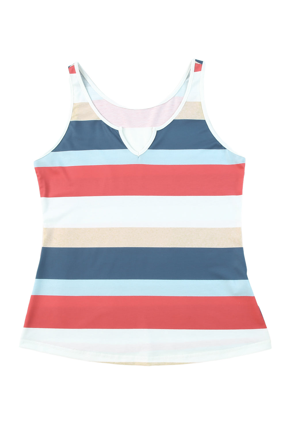 Jennifer- Striped Color Block Notched Neck Tank Top