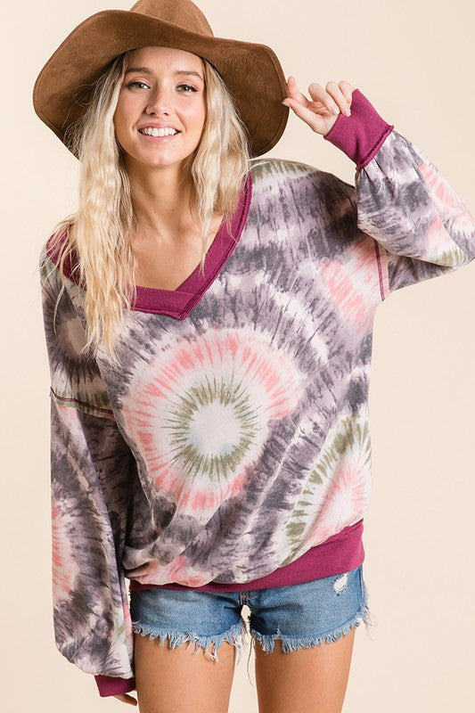 Tie Dye Reverse Stitch Top