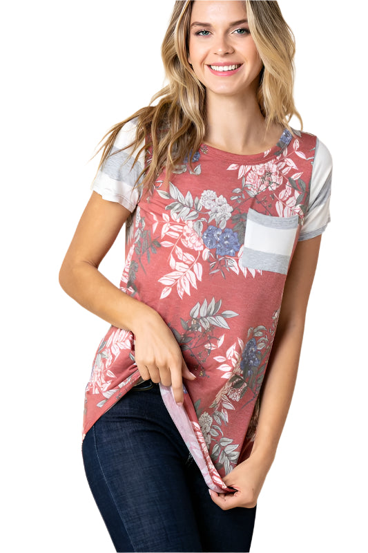 Rust Floral Print Tee
