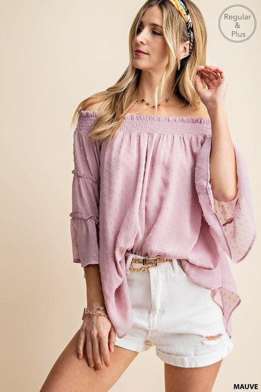 Swiss Dot Chiffon Off the Shoulder