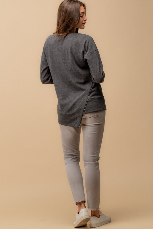 Asymmetric Sweatshirt with Zipper