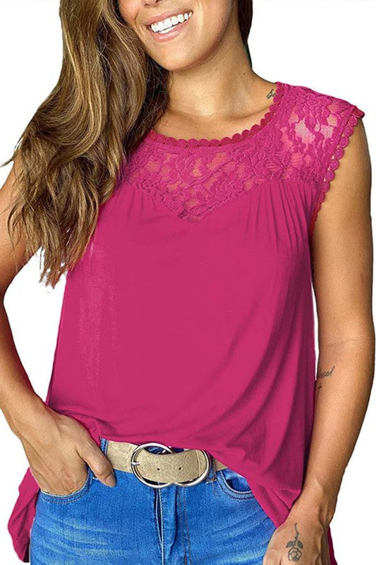 Magenta Lace Cap Short Sleeve