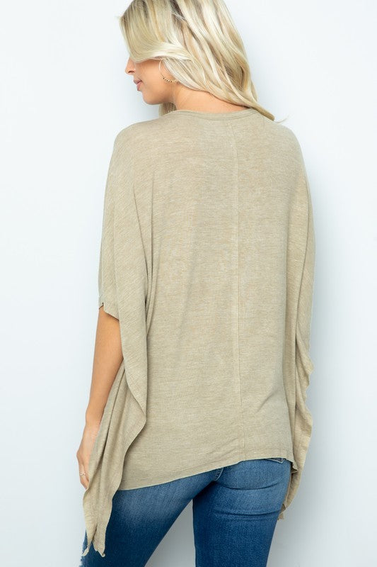 Olive Box Poncho Top