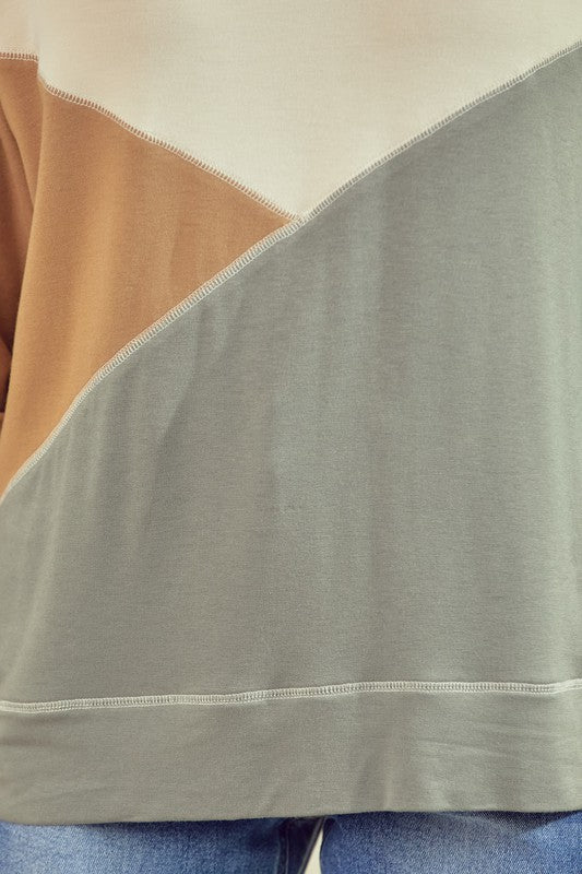 Taupe Color Block Top