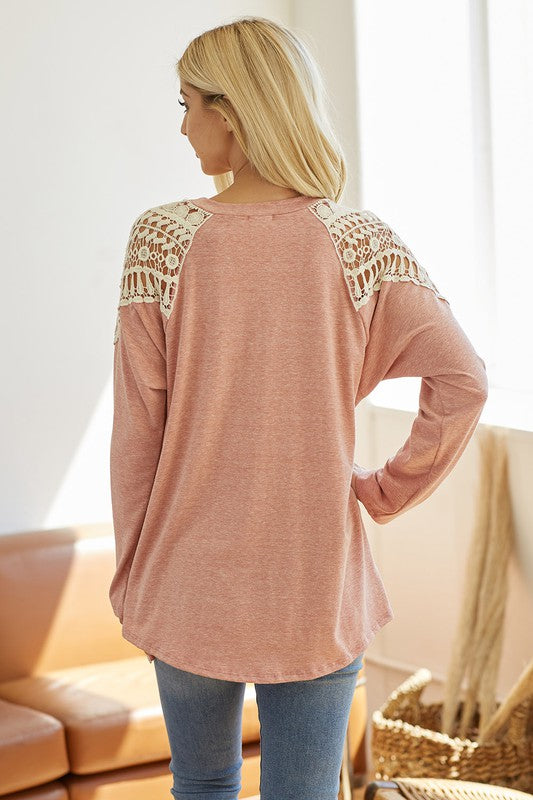 Mauve Lace Shoulder Top