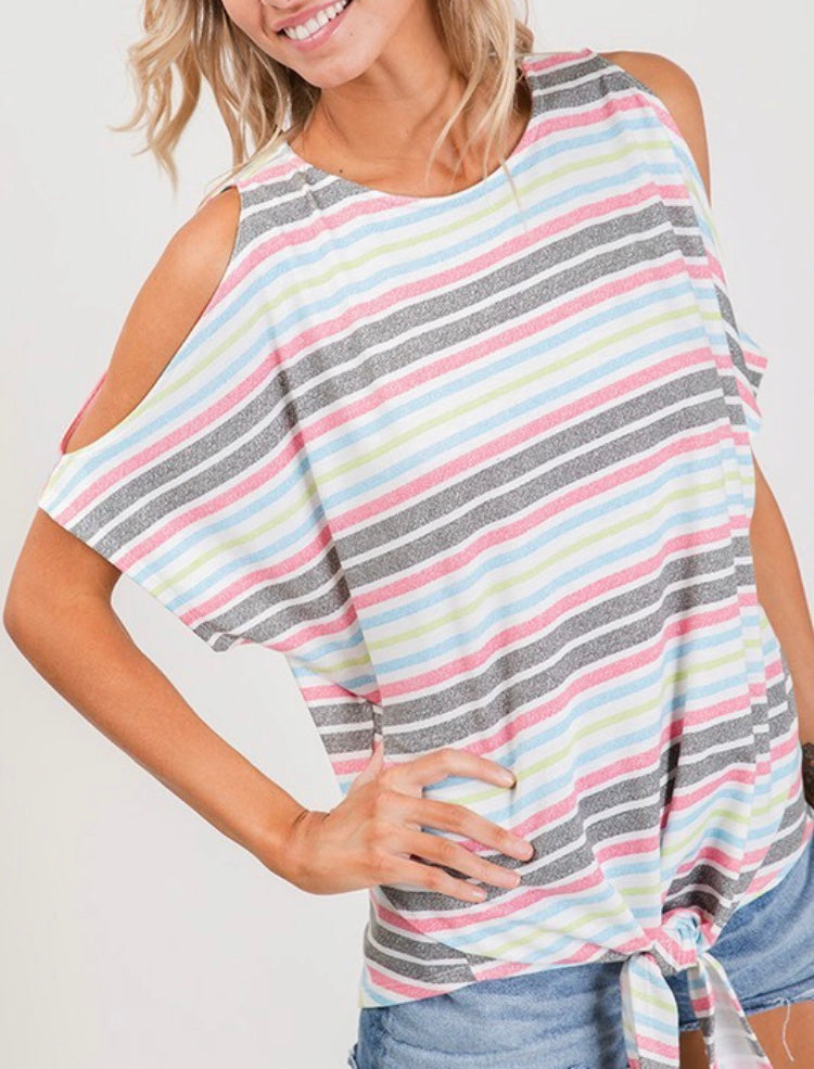 Cold Shoulder Stripe Top