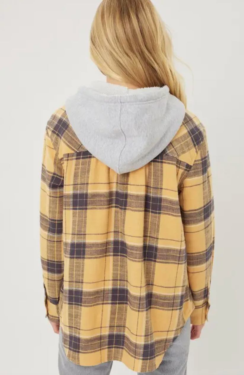 Hooded Plaid Flannel Shirt