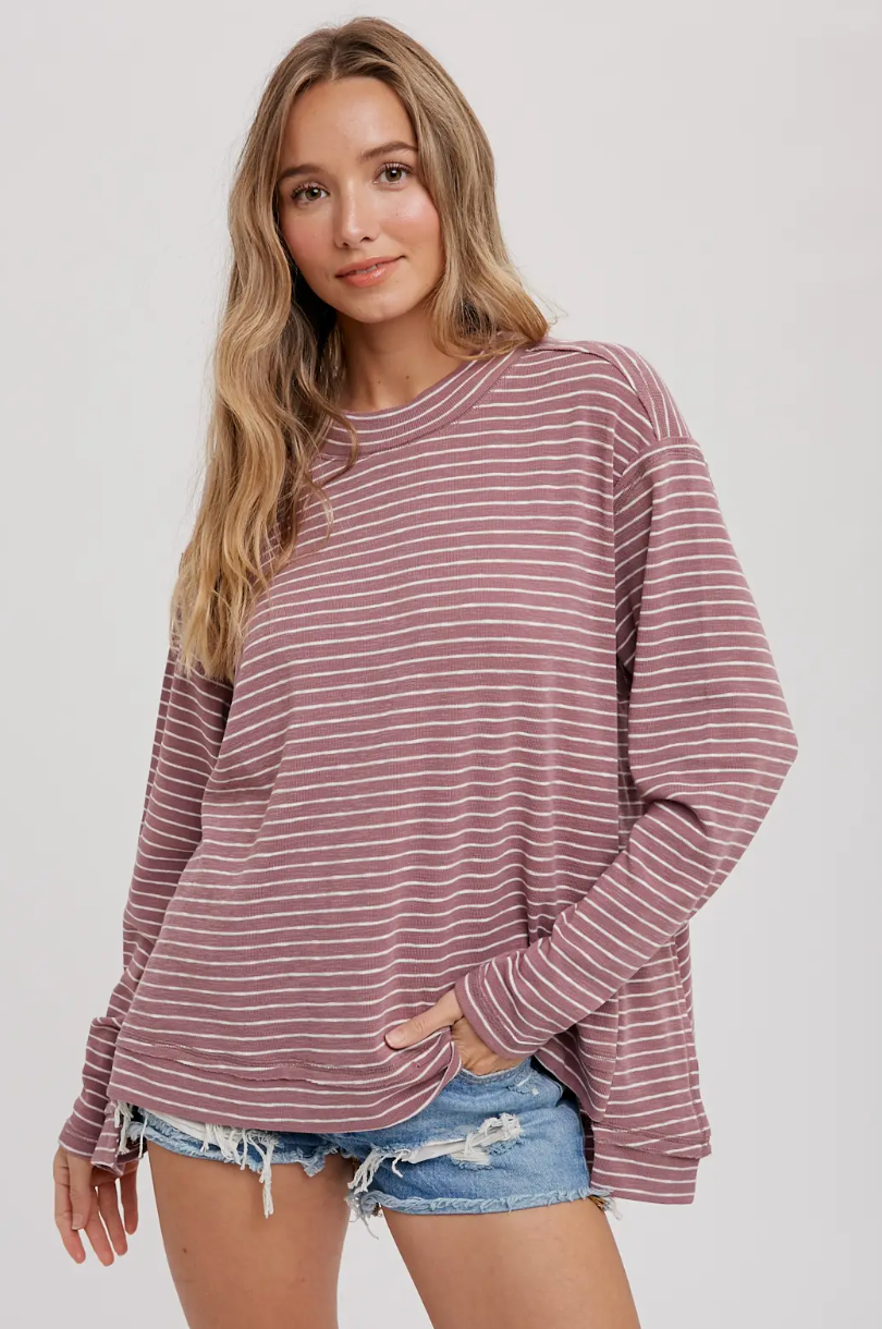 Crewneck Slouchy Stripe Top