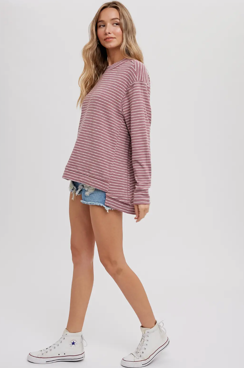 Crewneck Slouchy Stripe Top