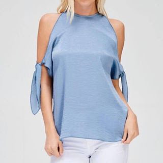 Denim Cold Shoulder Top