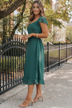 Load image into Gallery viewer, Sea Green Shirred Open Back Sweetheart Neck Ruffled Midi Dress