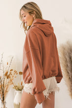 Load image into Gallery viewer, Brown Half Zip Pullover Hoodie with Kangaroo Pocket