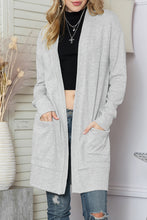 Load image into Gallery viewer, Beige Cable Knit Pocketed Open Front Long Cardigan