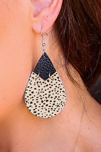 Black Polka Dot Layered Connected Drop Earrings