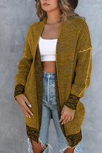 Load image into Gallery viewer, Yellow Knitted Open Front Casual Long Cardigan