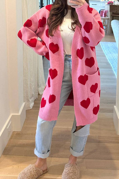 Valentine Heart Long Cardigan