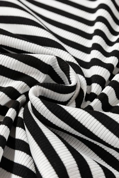 Hillary-Black Stripe Colorblock Top
