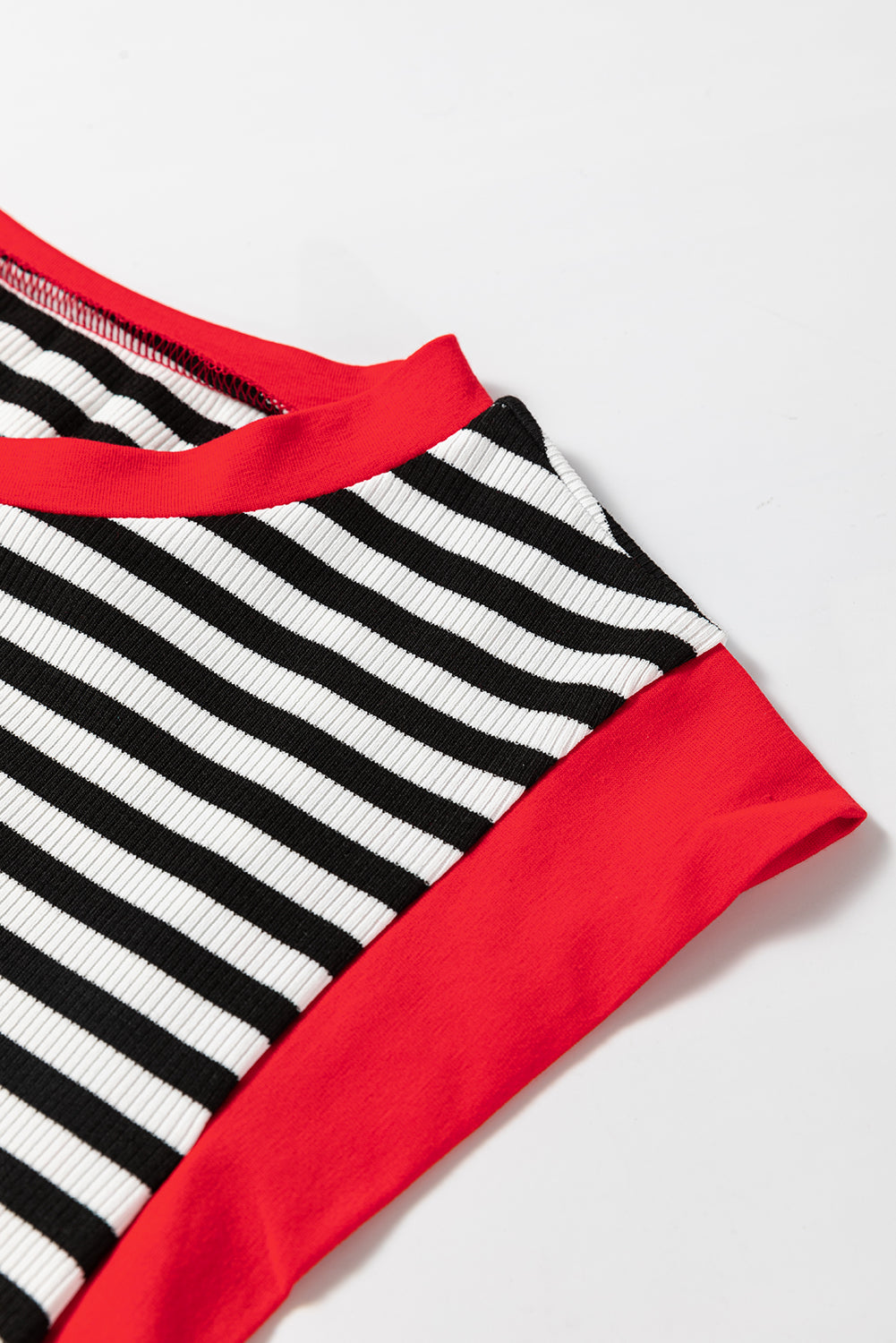 Hillary-Black Stripe Colorblock Top